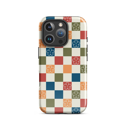 Vintage Flowers Checkered iPhone Case