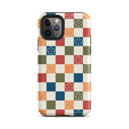 Vintage Flowers Checkered iPhone Case