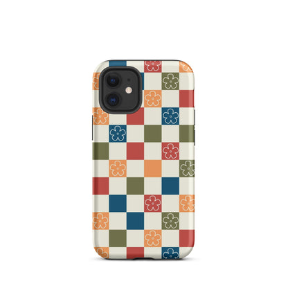 Vintage Flowers Checkered iPhone Case