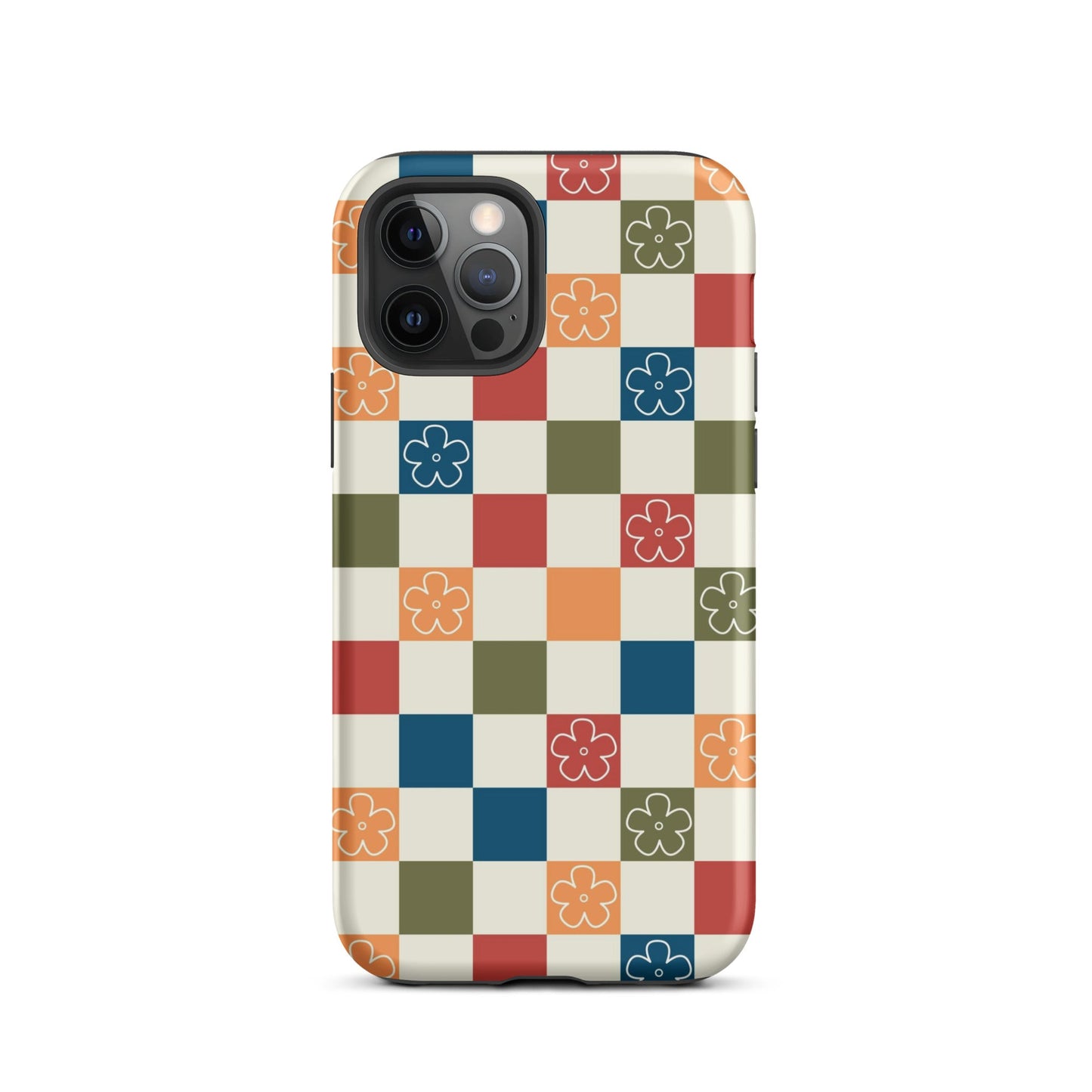 Vintage Flowers Checkered iPhone Case