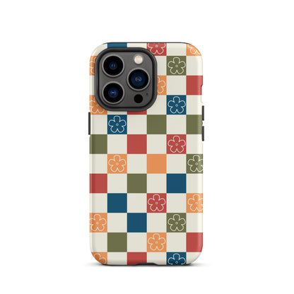 Vintage Flowers Checkered iPhone Case
