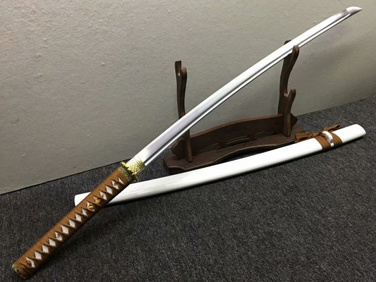 Nihontou katana,kendo,Medium carbon steel blade,White scabbard,Alloy