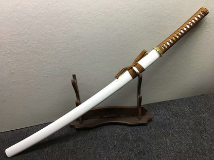 Nihontou katana,kendo,Medium carbon steel blade,White scabbard,Alloy