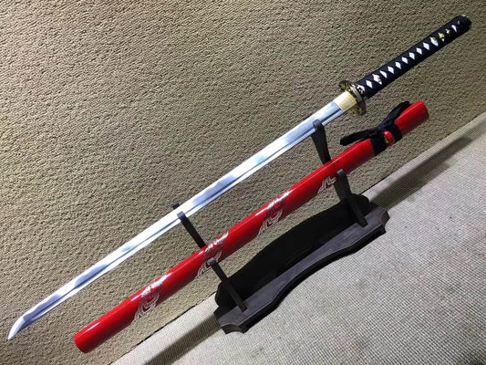 Ninja Sword(Medium carbon steel bade,Red scabbard,Alloy fitteds)Length 40"